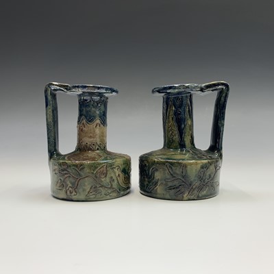 Lot 944 - A pair of Belgian art pottery vases, circa...