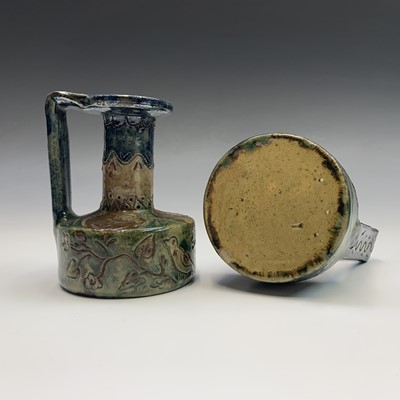 Lot 944 - A pair of Belgian art pottery vases, circa...