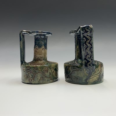 Lot 944 - A pair of Belgian art pottery vases, circa...