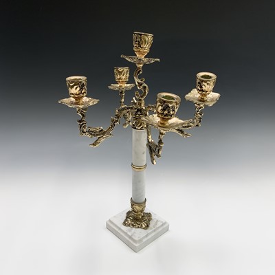Lot 78 - A gilt metal candelabra, 20th century, with...