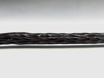 Lot 80 - A gnarled hawthorn walking stick, with gilt...