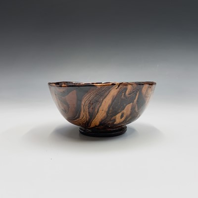 Lot 906 - A 19th century agateware pottery inkstand,...