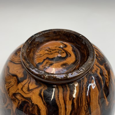 Lot 906 - A 19th century agateware pottery inkstand,...