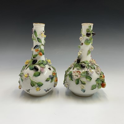 Lot 900 - A pair of Dresden porcelain vases, probably...