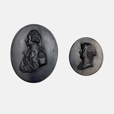 Lot 118 - A Wedgwood black basalt oval portrait...