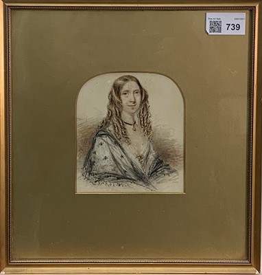 Lot 739 - Watercolour Miniature portrait of a lady 12 x...