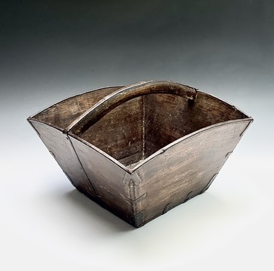 Lot 120 - An iron bound hardwood basket type trug,...