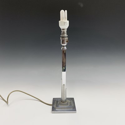 Lot 123 - An Art Deco chrome table lamp, with square...