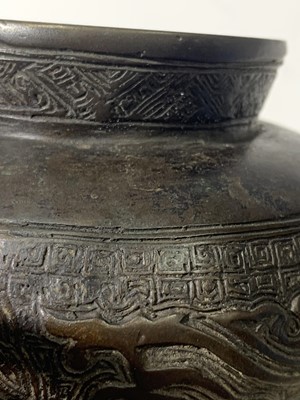 Lot 320 - A Chinese bronze bottle vase, probably Ming,...