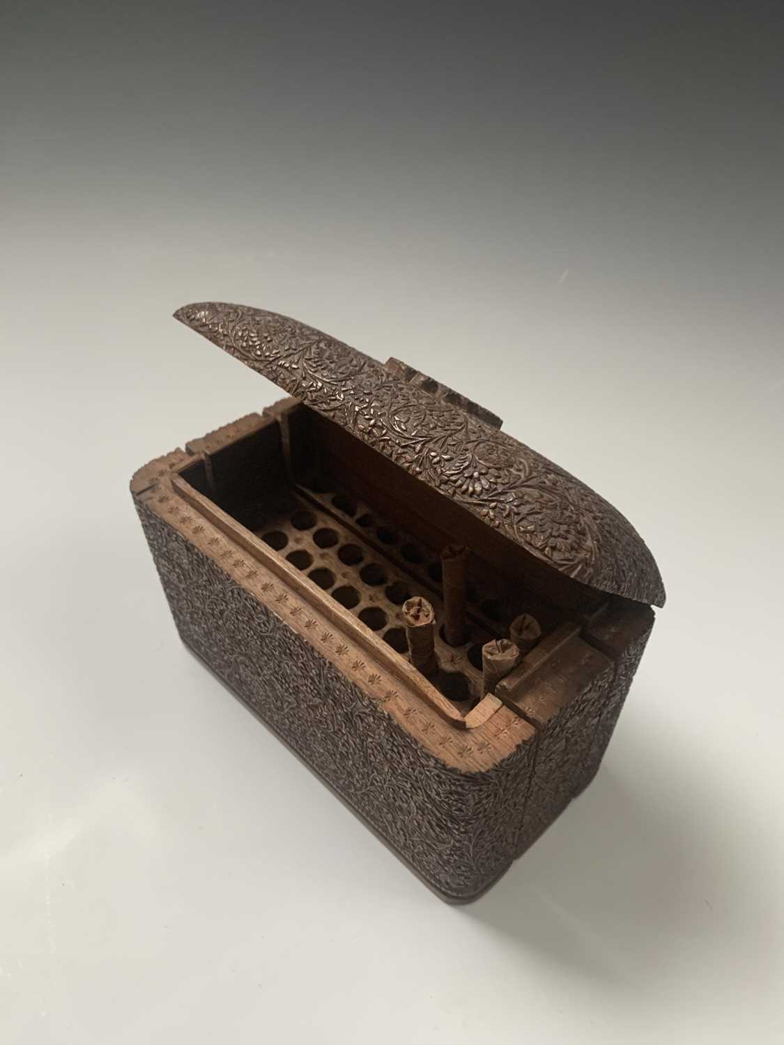 Lot 364 - An Indian carved sandalwood cigarette box, the...