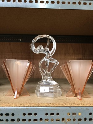 Lot 9 - Two art-deco style coloured glass vases,...