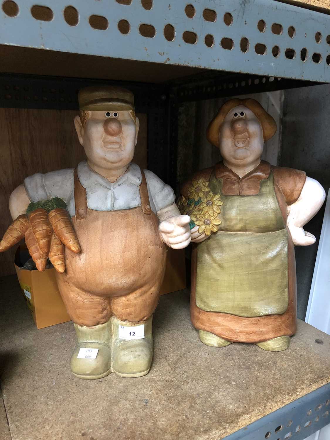 Lot 12 - Two large humorous ceramic figurines of a...