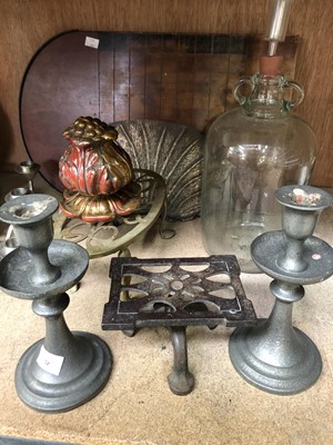 Lot 32 - Two 'Unity' English pewter candlesticks,...
