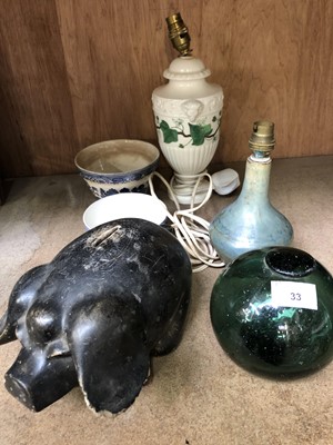 Lot 33 - A 1970's studio pottery lamp made in Penzance,...