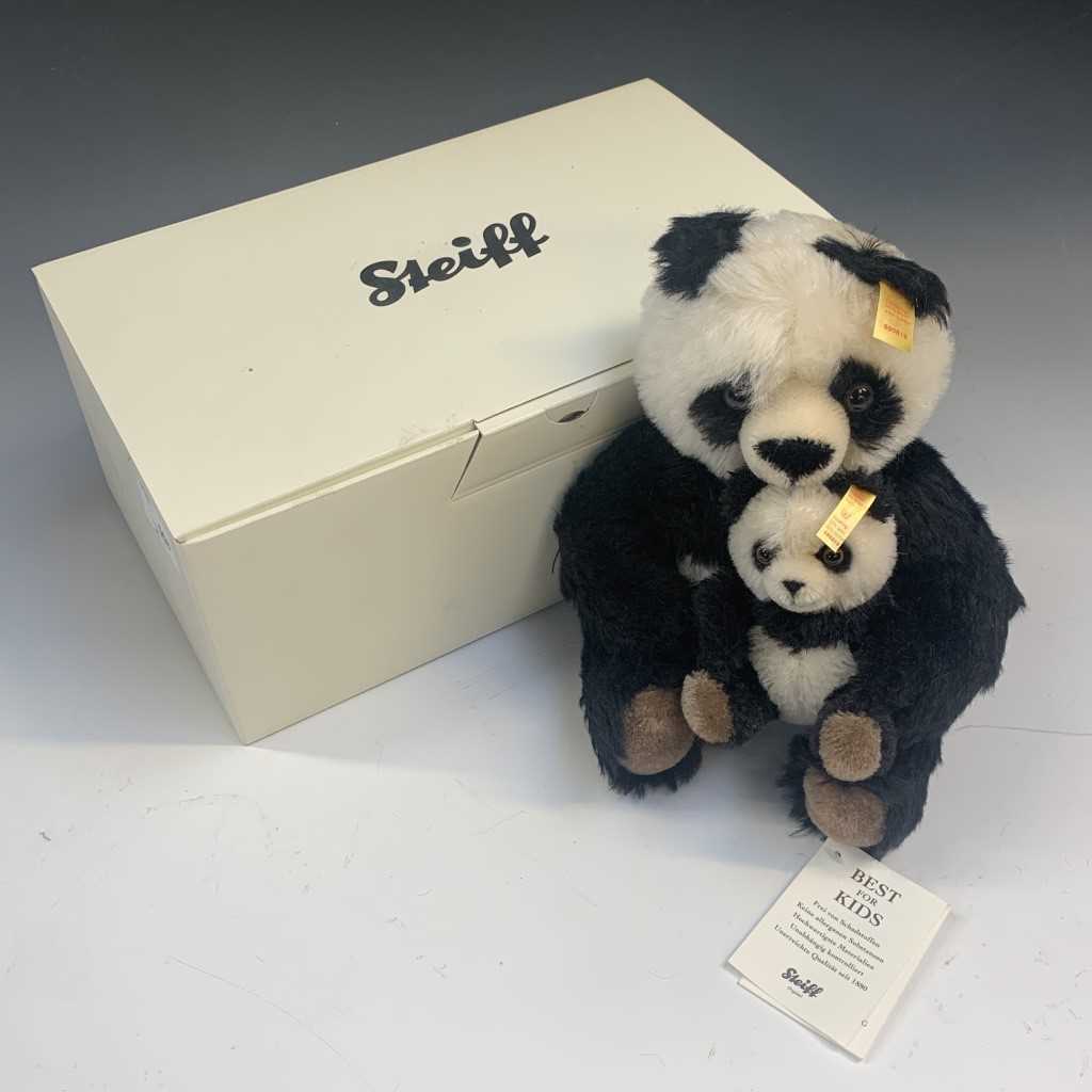 Lot 568 Panda with baby Boxed Steiff