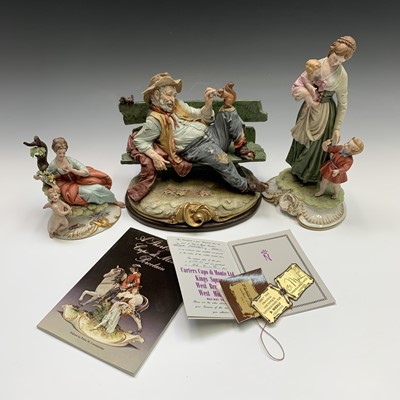 Lot 934 - Three Capodimonte Bruno Merli figure groups...