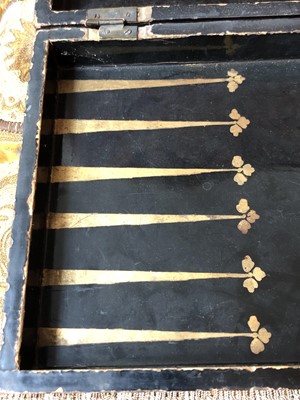 Lot 64 - A Chinese export black lacquered folding games...