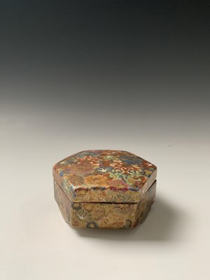 Lot 119 - A Japanese satsuma millefleur hexagonal box...
