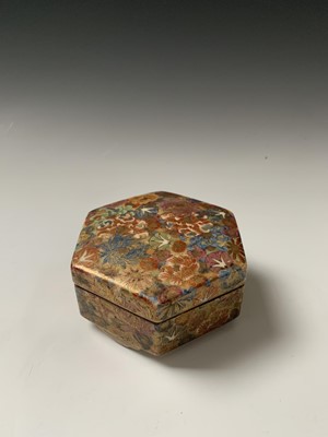 Lot 119 - A Japanese satsuma millefleur hexagonal box...
