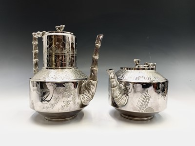 Lot 71 - An aesthetic movement EPNS coffee pot and...