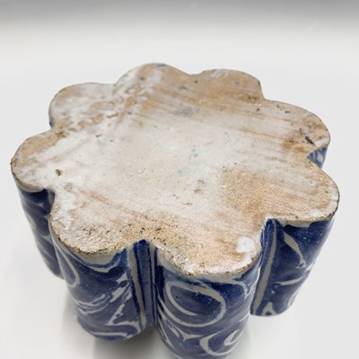 Lot 981 - A Delft heart shaped inkwell and pen holder...