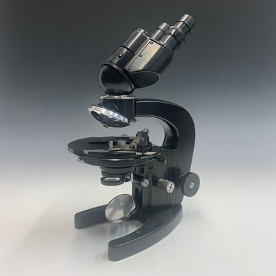 Lot 633 - A Russian OMO AY 12 microscope, with black...