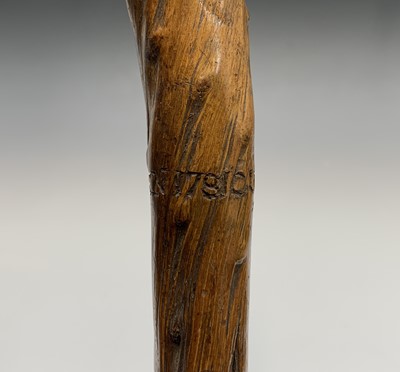 Lot 45 - An 18th century folk art rustic walking stick,...