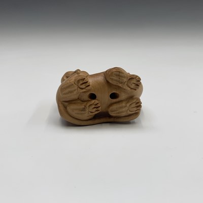 Lot 277 - A Japanese carved wood netsuke, signed, width...