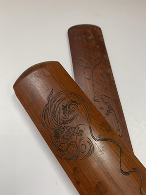 Lot 77 - Two Japanese carved bamboo paper knives, Meiji...