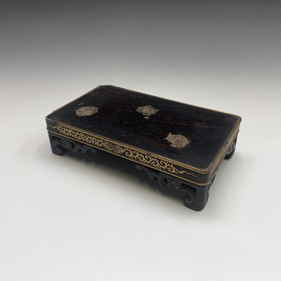 Lot 273 - A Chinese wood and gilt metal inlaid stand,...