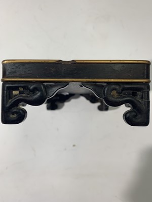 Lot 273 - A Chinese wood and gilt metal inlaid stand,...