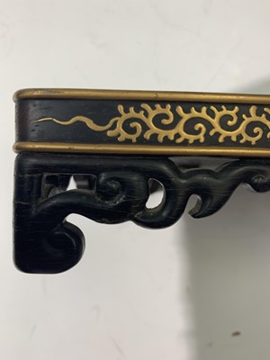 Lot 273 - A Chinese wood and gilt metal inlaid stand,...