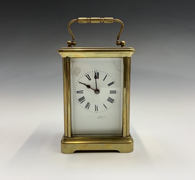 Lot 2921 - A French brass cased carriage timepiece, circa...