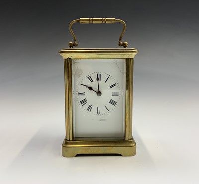 Lot 2921 - A French brass cased carriage timepiece, circa...