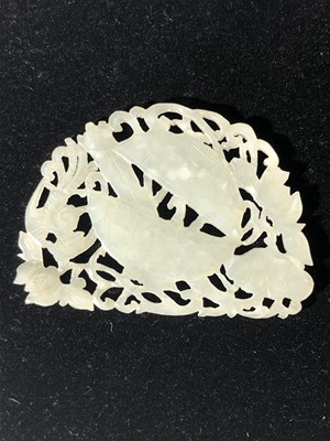 Lot 18 - A Chinese carved & pierced white jade plaque,...