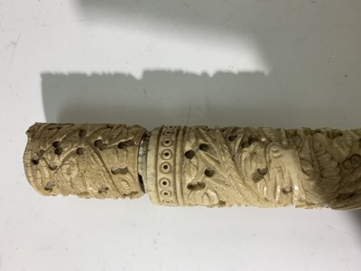 Lot 133 - A Chinese carved ivory part opium pipe, 19th...