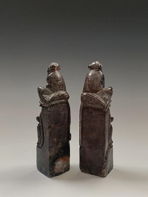 Lot 82 - A pair of Chinese soapstone bookends, early...