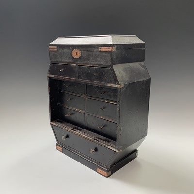 Lot 80 - A Japanese black lacquered table cabinet, the...