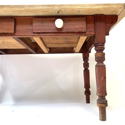 Lot 94 - A Victorian Cornish pine kitchen table, with two frieze drawers.
