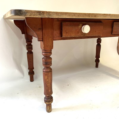 Lot 94 - A Victorian Cornish pine kitchen table, with two frieze drawers.