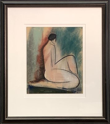 Lot 712 - Mary STORK (1938-2007) Seated nude Mixed media...