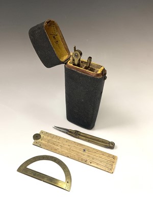 Lot 205 - A set of drawing instruments in shagreen case.
