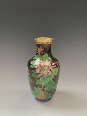 Lot 142 - Three Japanese cloisonne vases, largest height...