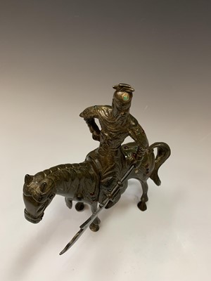 Lot 143 - A Japanese bronze figure of a samurai warrior...