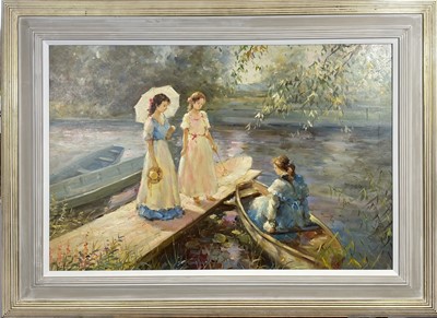 Lot 686 - Vladimir PETROV (1945) By the River Oil on...