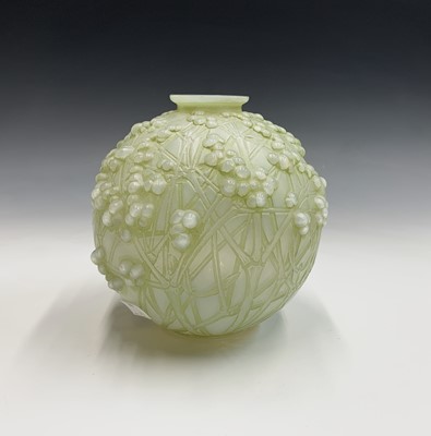 Lot 985 - A Lalique opalescent glass vase, 'Druide',...