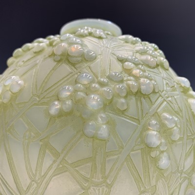 Lot 985 - A Lalique opalescent glass vase, 'Druide',...