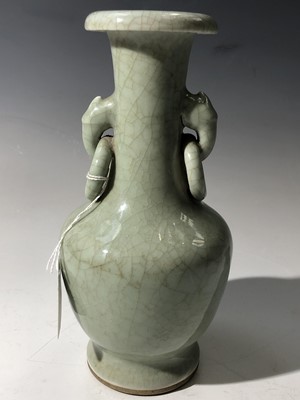 Lot 175 - A Chinese celadon crackle-glazed vase, early...