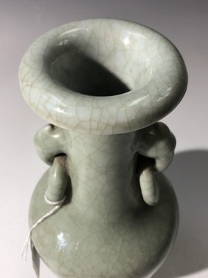 Lot 175 - A Chinese celadon crackle-glazed vase, early...