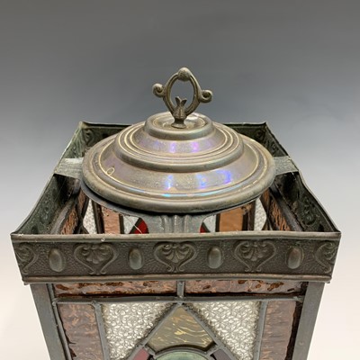 Lot 676 - A late Victorian leaded glass hall lantern,...